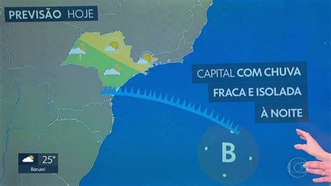 Vídeo Previsão de frente fria chuva fraca na noite desta terça