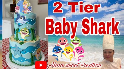 How To Make 2 Tier Baby Shark Cake With Buttercream Customized Cake