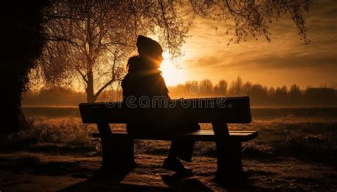 Silhouette of a Person Sitting on a Bench Silhouette of Person Sitting ...