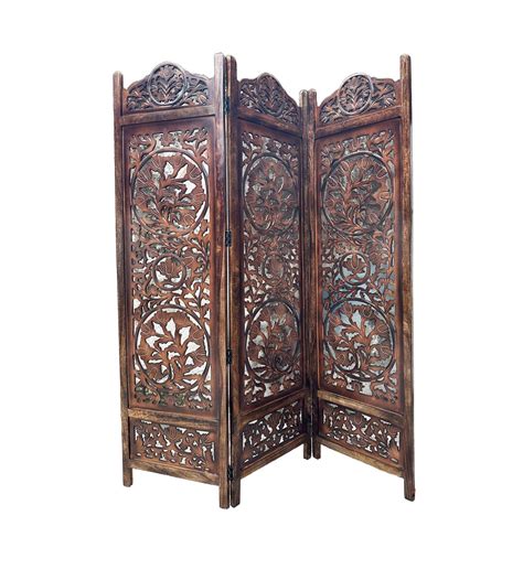handmade lotus wood folding room divider brown partition screen etsy uk