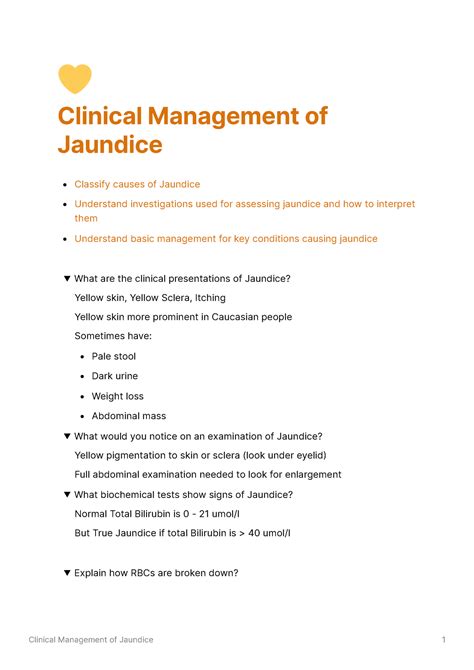 Clinical Management Of Jaundice Revision Questions 💛 Clinical