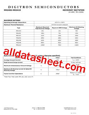 MR2400 Datasheet PDF Digitron Semiconductors