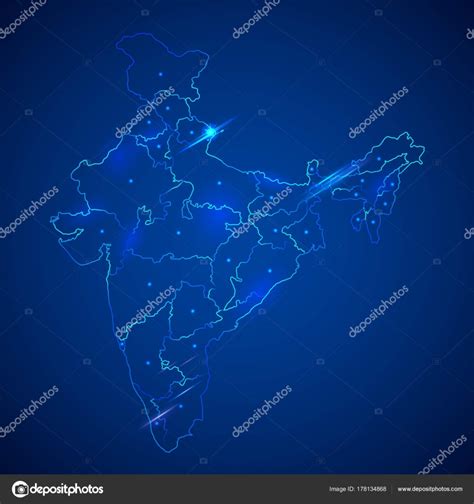 Detailed map of India, Asia with all states and country boundary Stock Vector by ©vectomart ...