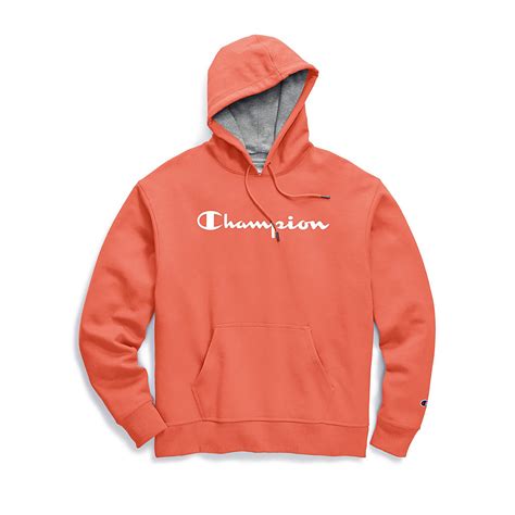 Champion Mens Powerblend Fleece Pullover Hoodie Script Logo