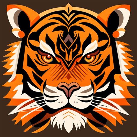 Arte Vectorial De Cara De Tigre Tribal Vector Premium