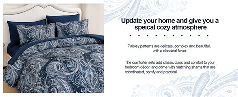 Amazon Djy Navy Paisley Comforter Set Queen Size Piece Bed In A