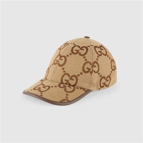 Jumbo GG Canvas Baseball Hat In Camel And Ebony GUCCI UK