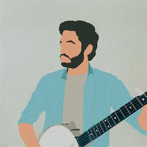 A Man With A Beard Holding A White Guitar