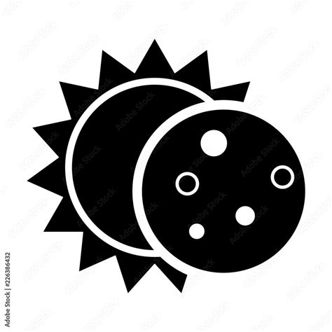 Simple Solar Eclipse Icon Black Silhouette Isolated On White Stock