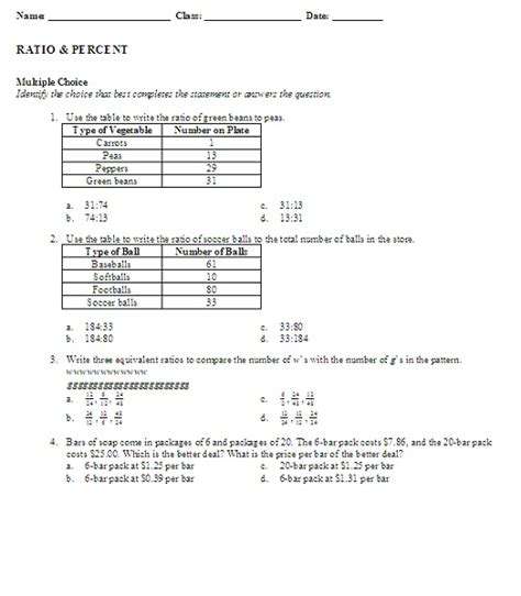 Ratio 6th Grade Worksheets