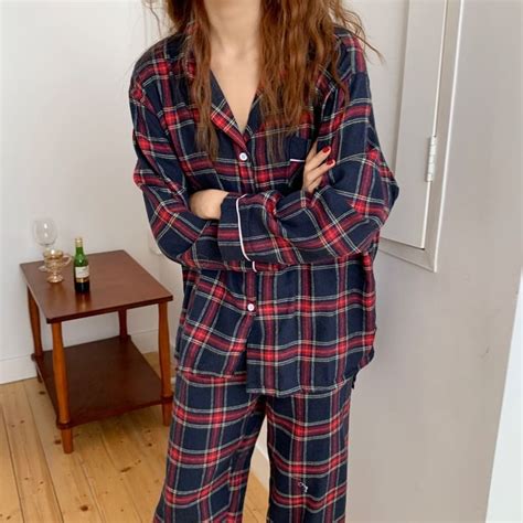 Pyjamas Med Rutiga M Nster F R Kvinnor Alla Pyjamas