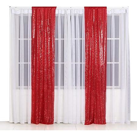 Amazon Hahuho Red Sequin Backdrop Curtain 2PCS 2FTx8FT Glitter