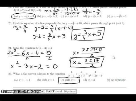 Math 107 Exam 1 Questios 21 25 Part B YouTube