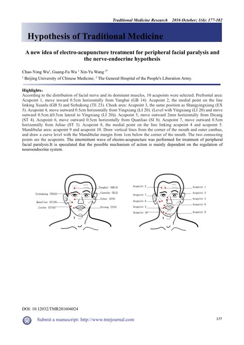 Pdf A New Idea Of Electro Acupuncture Treatment For Peripheral Facial Paralysis And The Nerve