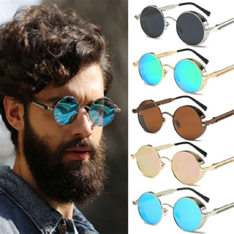 Gafas De Sol Redondas De Metal De Alta Calidad Steampunk Para Hombre