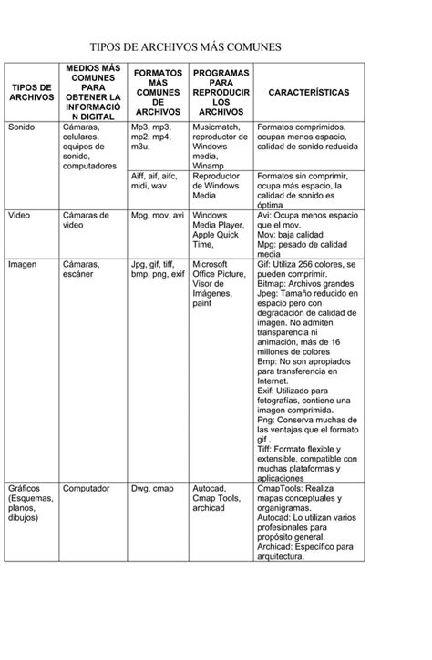 TIPOS DE ARCHIVOS MÁS COMUNES PDF Descarga Gratuita