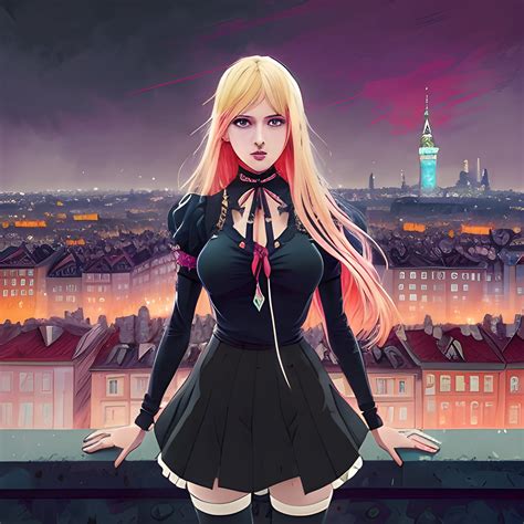 An Image Of A Blonde Hair Slavic Woman Wearing Choker In A Manga