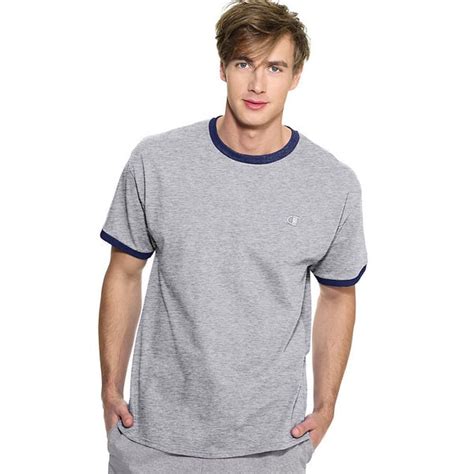 Shop Champion Men S Cotton Jersey Ringer T Shirt Free Shipping On