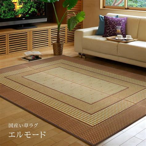 ラグマット い草ラグ 夏用 絨毯 カーペット 約3畳用 191×250cm 国産 おしゃれ 厚手 裏貼り 滑り止め付き フローリング向き 日本製 1008 81830321x1 カナエミナ