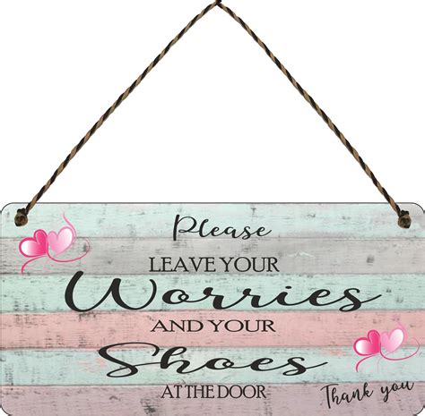 Please Leave Your Worries And Shoes At The Door Hanging Sign Etsy Uk