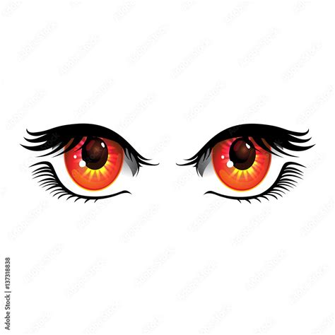 Cartoon eyes on white background. Anime style eyes with long eyelashes. Vector Illustration ...