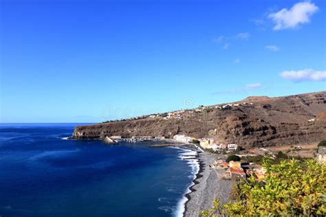 Playa De Santiago In La Gomera Canary Islands Spain From Sea Stock