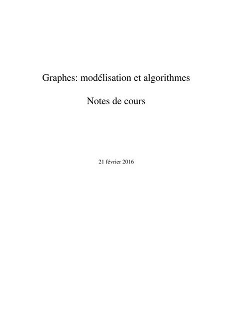 Pdf Graphes Mod Lisation Et Algorithmes Notes De Courschavet Sources