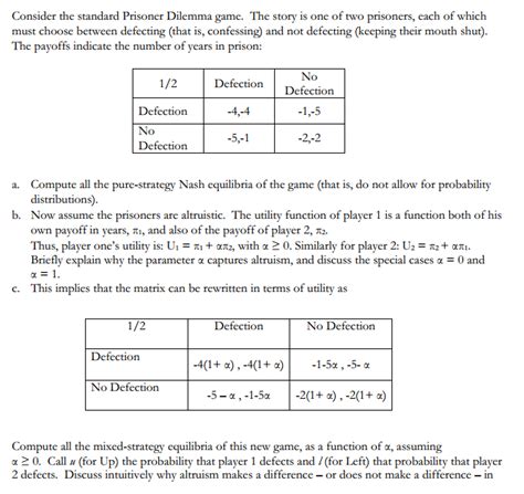 Consider The Standard Prisoner Dilemma Game The Chegg