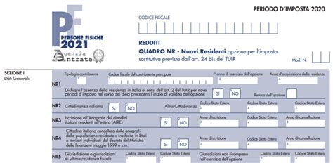 Modello Redditi Pf Il Quadro Nuovi Residenti Nr E L Imposta