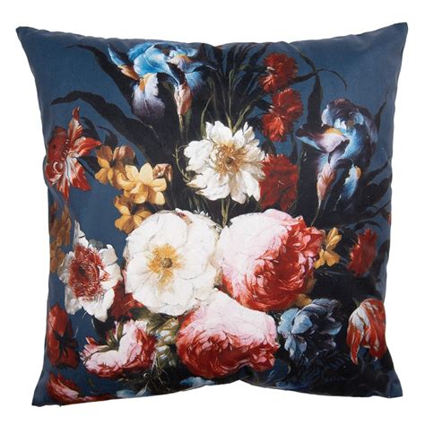 Clayre Eef Cushion Cover X Cm Blue Red Polyester Flowers