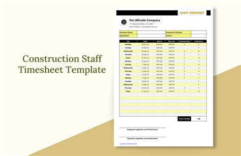 Editable Construction Timesheet Template in Word, Pages, Google Docs - Download | Template.net