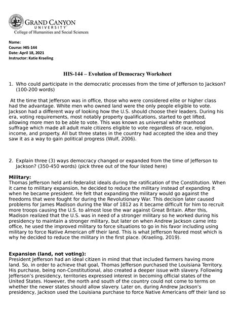 Evolution Of Democracy Worksheet Revised College Of Humanities And