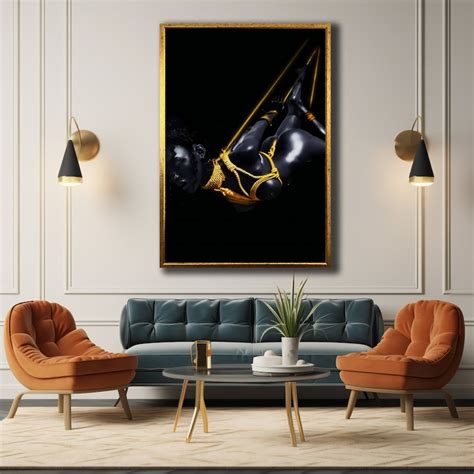 Shibari Canvas Print Erotic Nude Art Kinky Bdsm Wall Decor Black And