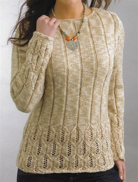 Women And Girls Lace Edge Rib Sweater Knitting Pattern Dk 8 Etsy New Zealand Ladies Cardigan