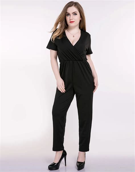 Cute Ann Womens Sexy V Neck Plus Size Wrap Summer Casual Jumpsuits