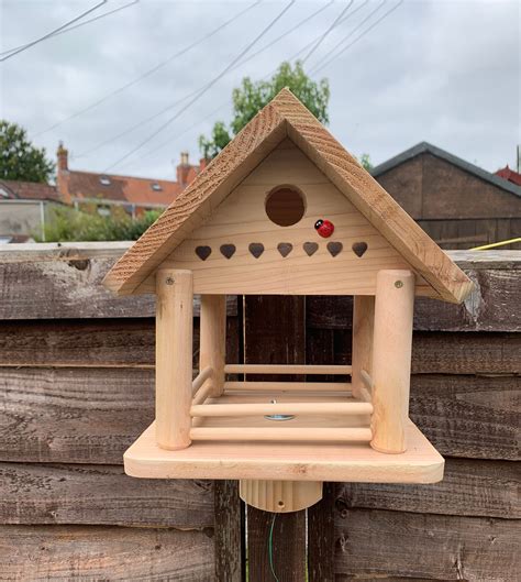 Wooden Bird Table For Small Garden Birds Fence Or Wall Etsy Uk