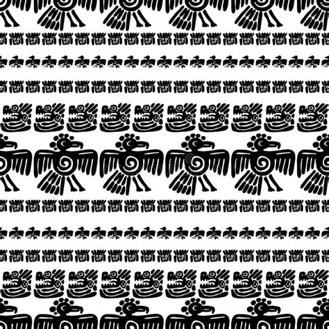 Seamless Maya Pattern. Black and White Ethnic Elements. Stock Vector ...