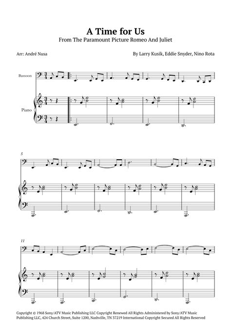 A Time For Us Love Theme Arr Andr Nusa By Nino Rota Sheet Music