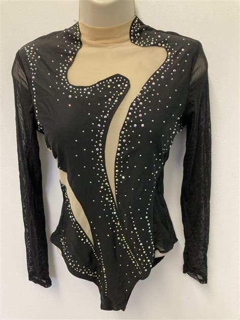 Black And Nude Leotard With Diamante Suite