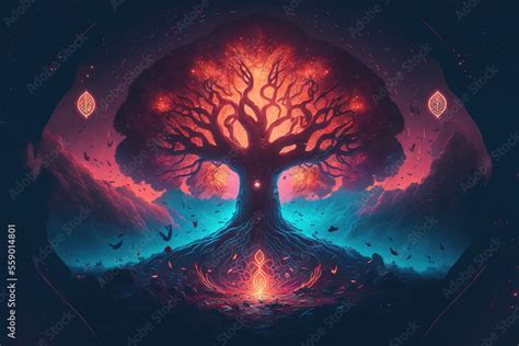 Tree Of Life Yggdrasil Norse Mythology Center Of Universe Magical Divine Tree Of Immortality