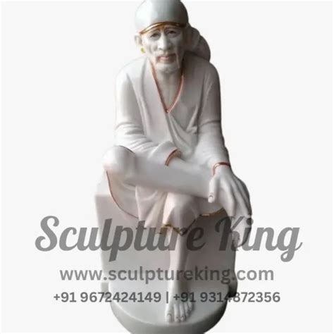 White Marble Sai Baba Murti Sculpture King