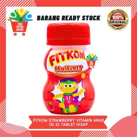 Jual FITKOM STRAWBERRY TABLET HISAP VITAMIN ANAK ISI 21 TABLET RASA