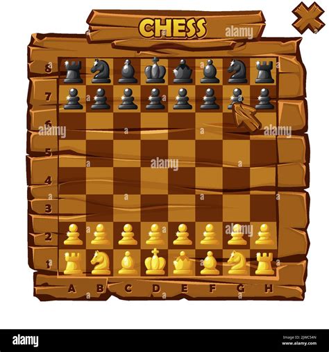 Wooden Chess board and set chess figures for 2D game UI Stock Vector ...