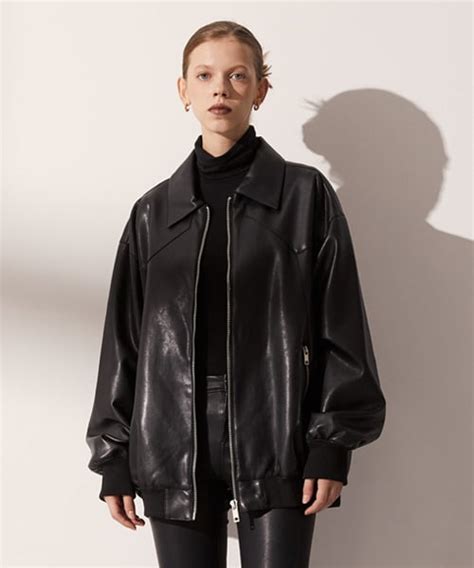 Musinsa Lady Volume Vegan Leather Oversized Jacket Black