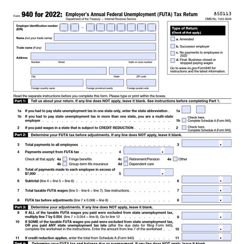 Irs Form Employers Annual Federal Unemployment Futa Tax Return