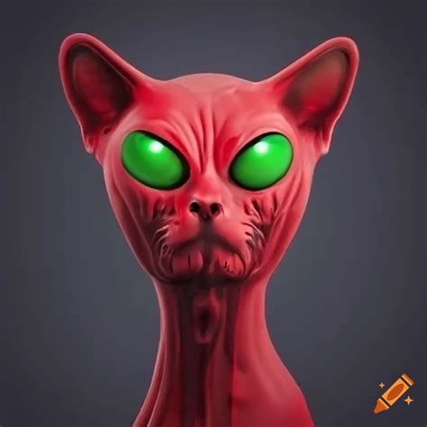 Red Alien Cat With Dog Shaped Head