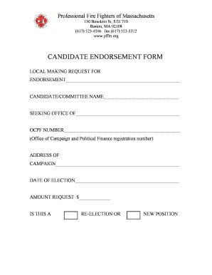 Fillable Online CANDIDATE ENDORSEMENT FORM Fax Email Print PdfFiller