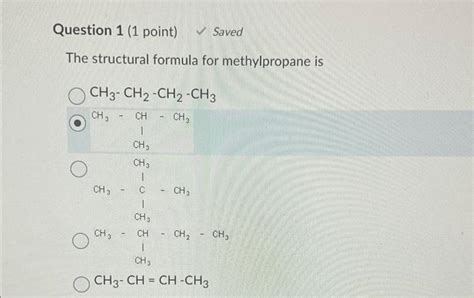 Solved The structural formula for methylpropane is | Chegg.com