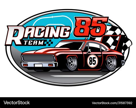 Design racing car team badge Royalty Free Vector Image