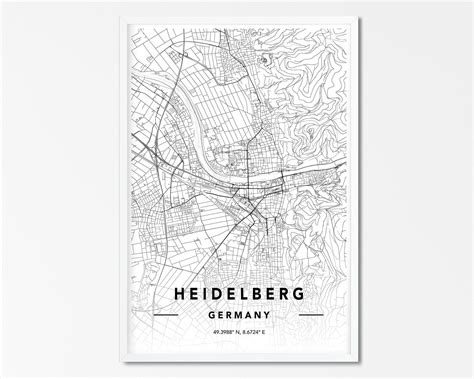 Heidelberg Map Print Custom City Map Print Heidelberg City Map